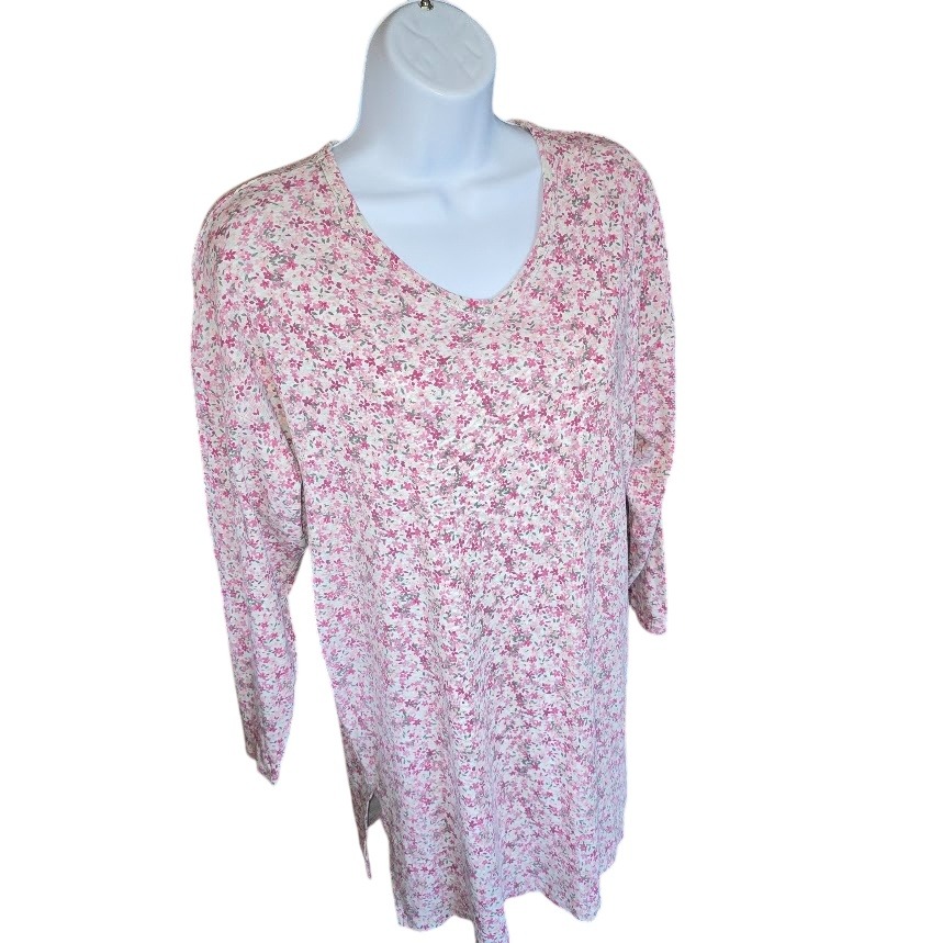 Victoria's Secret Sleep Shirt Women Xs Pink Floral V-Neck Vtg Cottage Coquette